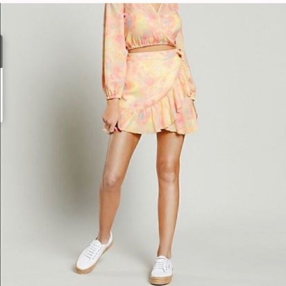 Chelsea & Violet Tie Dye Ruffle Wrap Skirt - Picture 2 of 16